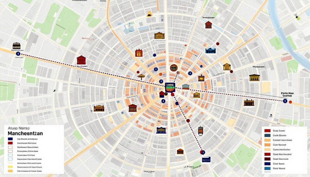 The Best Pubs in Manchester 2026 13 A map showing the suggested pub crawl route connecting the best pubs in Manchester