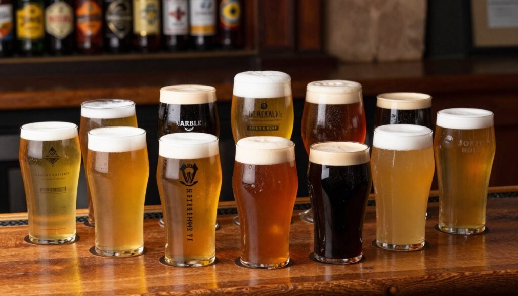 The Best Pubs in Manchester 2026 20 A selection of Manchester-brewed beers in traditional glasses
