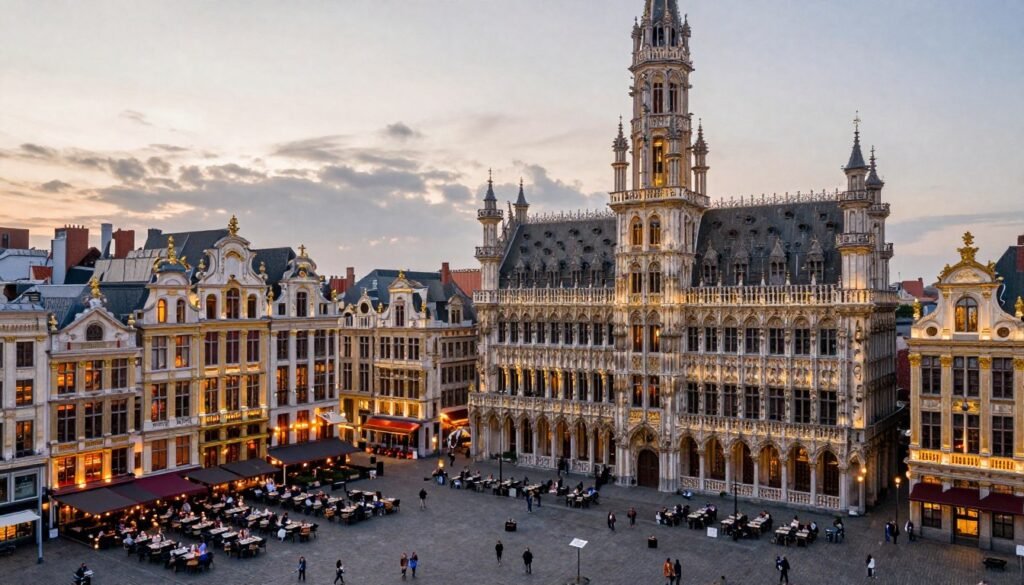 The Best Restaurants in Brussels 141 Aerial view of Brussels Grand Place with restaurants and cafes