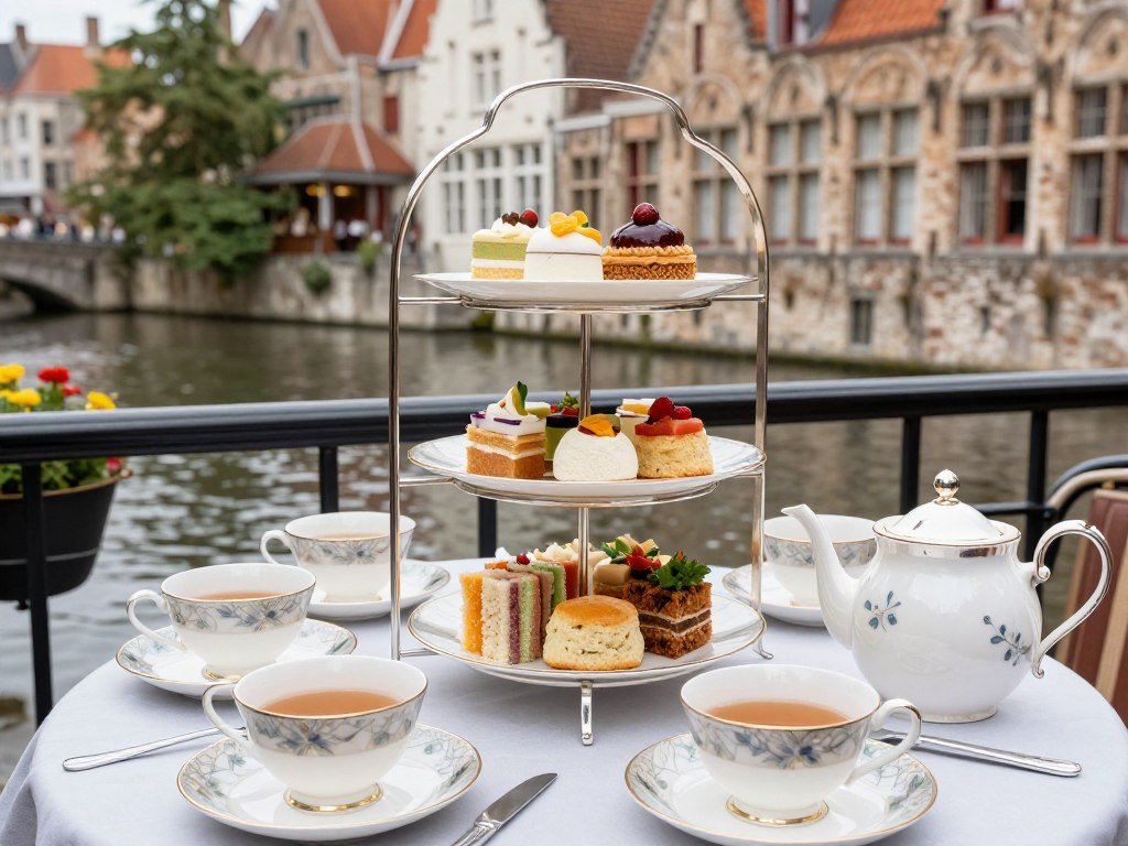 Afternoon tea service at Hotel De Orangerie in Bruges