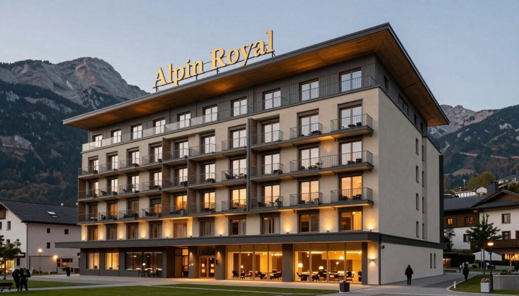 Alpin Royal hotel exterior with mountain views