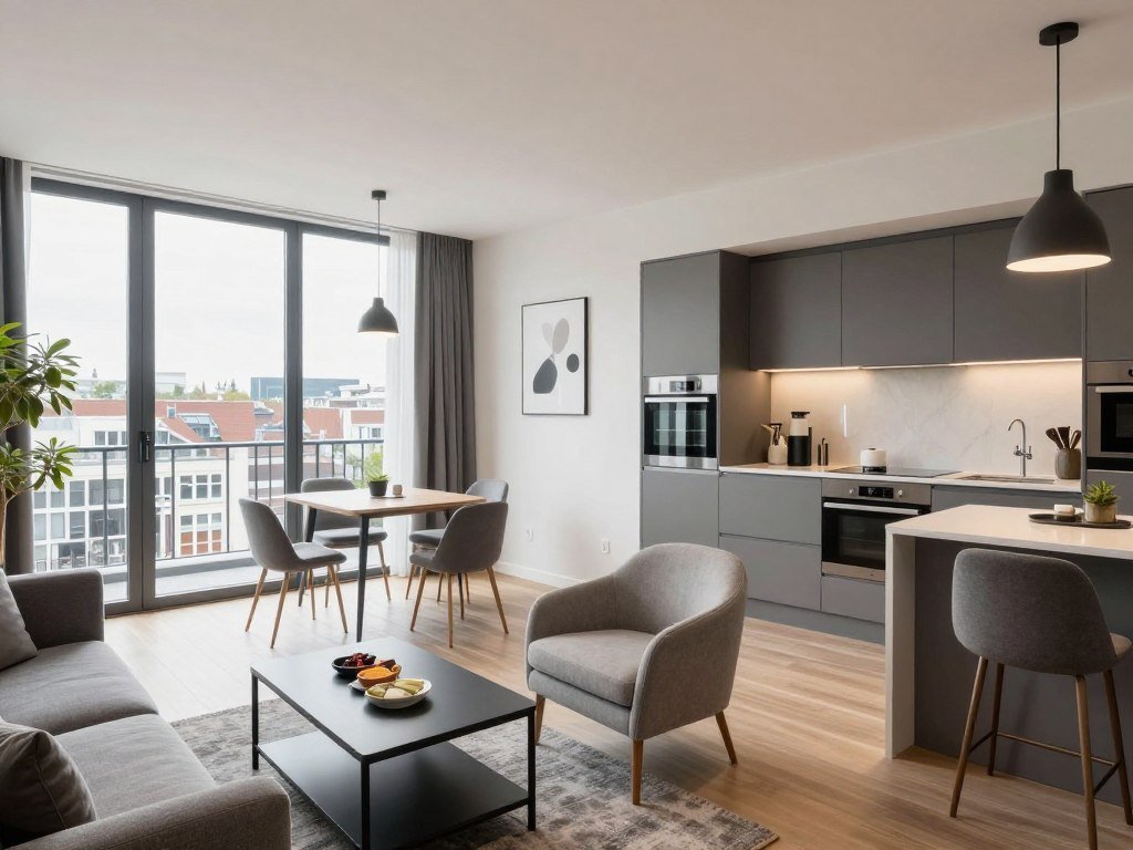 Apartement hotel Stays by ADM in Leiden Netherlands showing apartment interior with kitchen