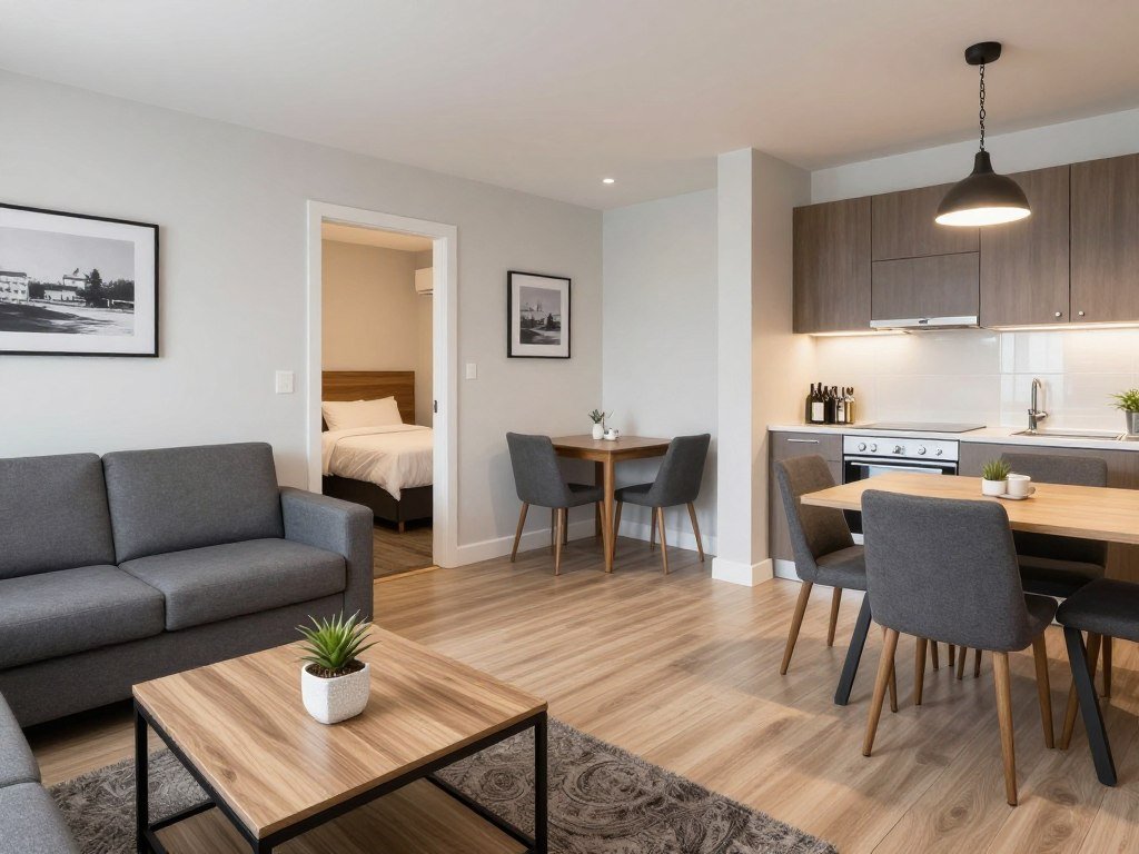 The Best Hotels in Hamburg 35 Apartment hotel room with full kitchen and living area