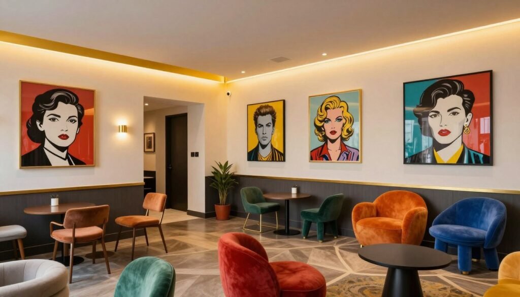 The Best Hotels in Brussels 3 Art-inspired interior of Cardo Brussels boutique hotel with colorful furniture and artwork