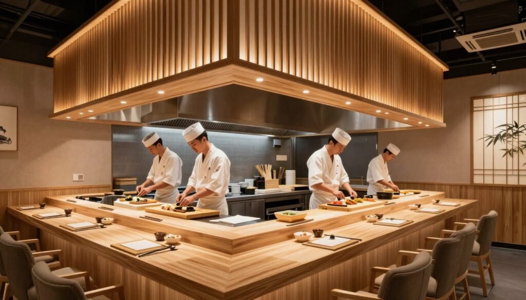 Asian fusion restaurant in Luxembourg with sushi bar and modern decor