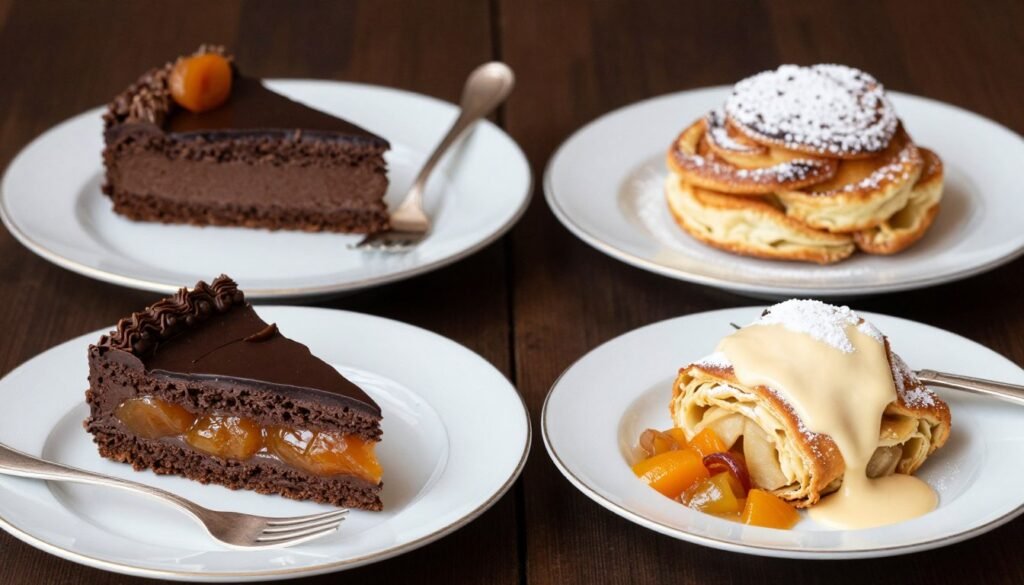 Assortment of Viennese desserts including Sachertorte and Kaiserschmarrn from top restaurants in Vienna