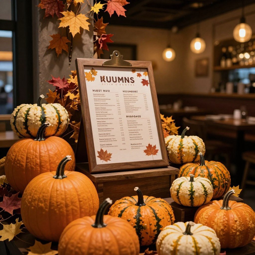 Autumn restaurant with seasonal harvest ingredients