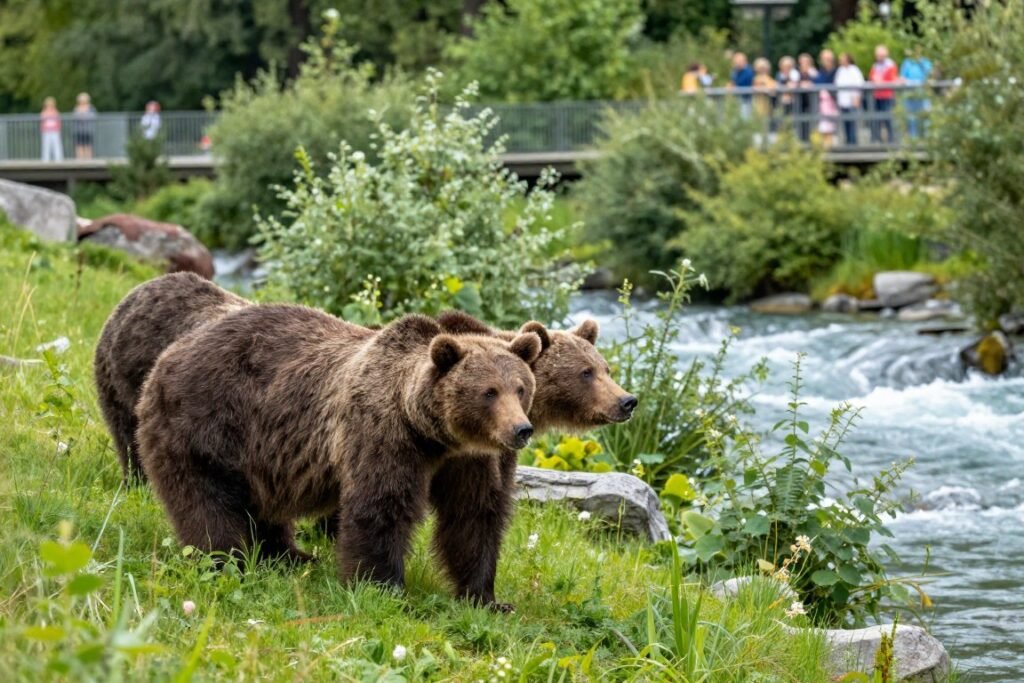The Best Things to Do in Bern 10 BärenPark in Bern with brown bears in naturalistic habitat by Aare River