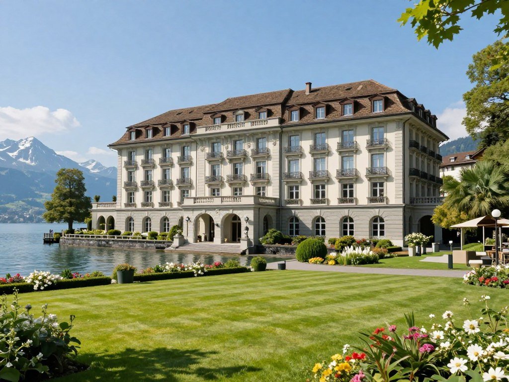 Baur Au Lac hotel gardens and lake views in Zurich