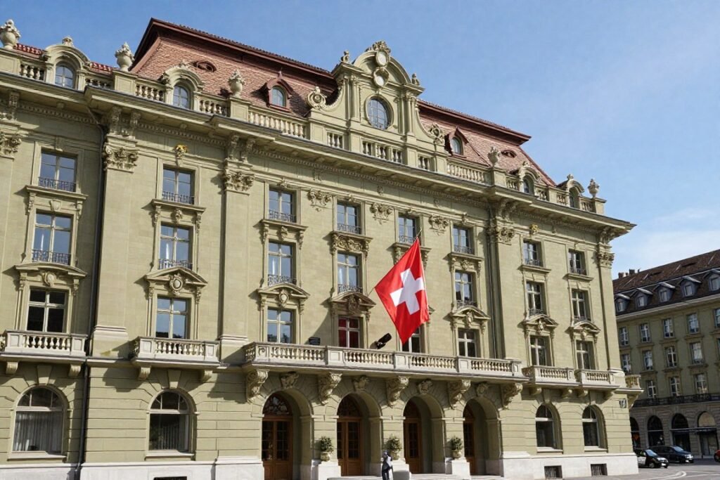 Bellevue Palace Bern historic building overlooking Federal Palace