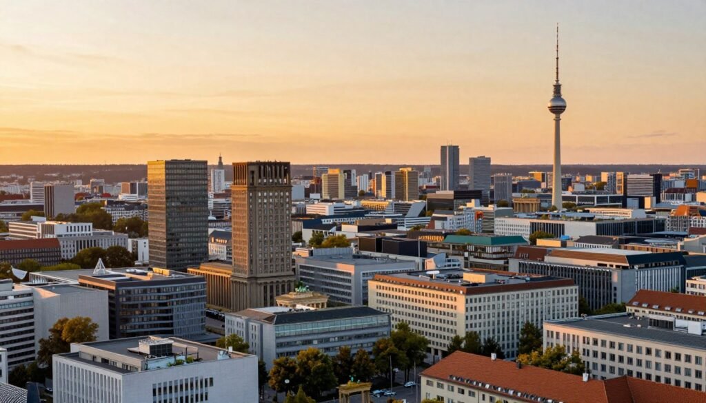 The Best Hotels in Berlin 55 Berlin cityscape sunset hotels skyline evening atmosphere