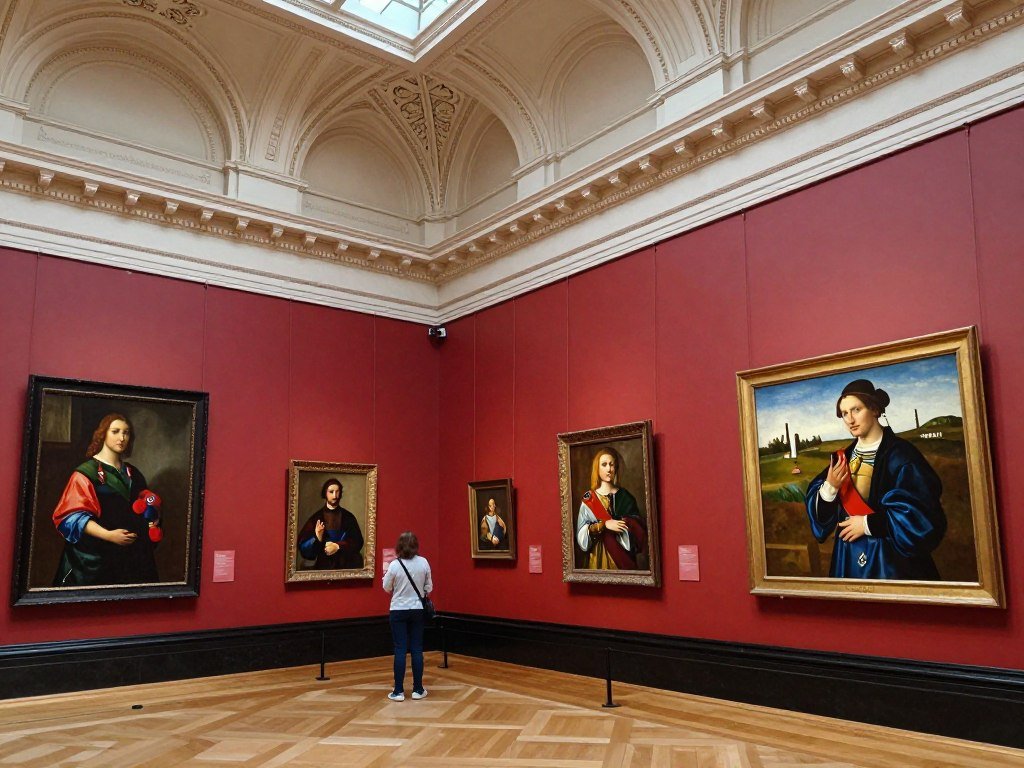 Birmingham Museum and Art Gallery interior with Pre-Raphaelite paintings