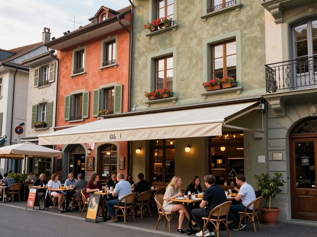 Bohemian restaurant scene in Carouge district