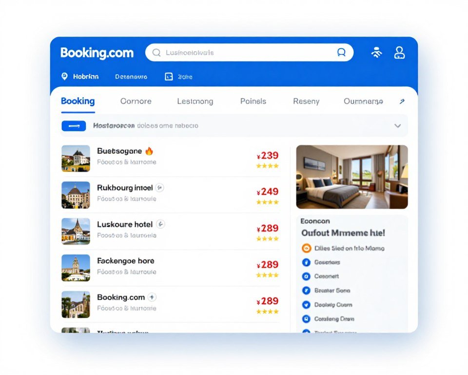 Booking.com website interface showing Luxembourg hotels