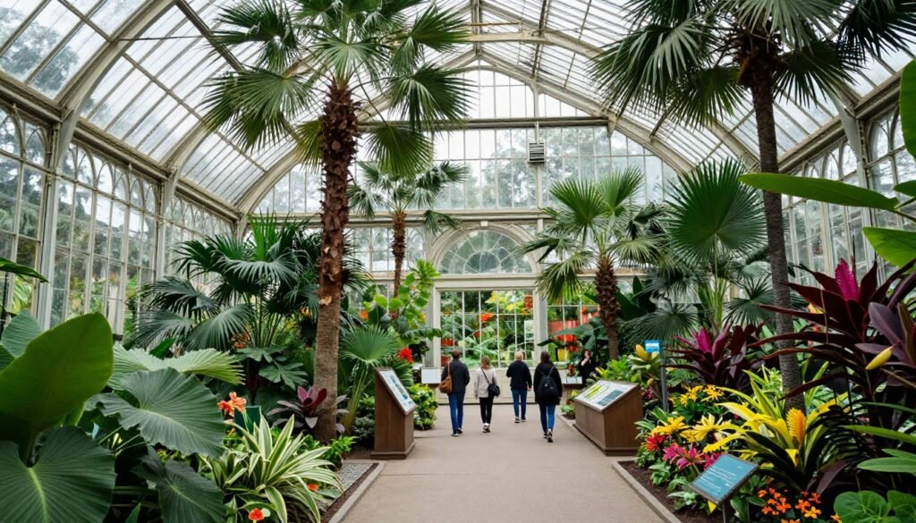 Botanical Garden greenhouses with tropical plants