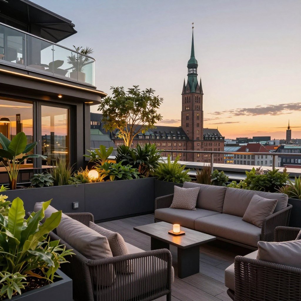The Best Hotels in Hamburg 19 Boutique hotel unique amenity rooftop terrace with city view
