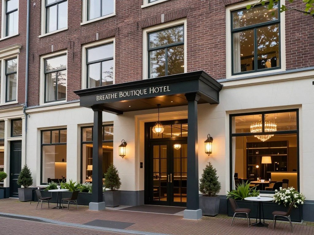 Breathe Boutique Hotel in Leiden Netherlands showing elegant exterior and entrance