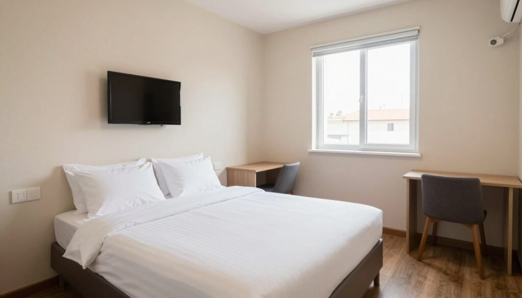 The Best Hotels in Hamburg 10 Budget hotel room in Hamburg with clean simple furnishings