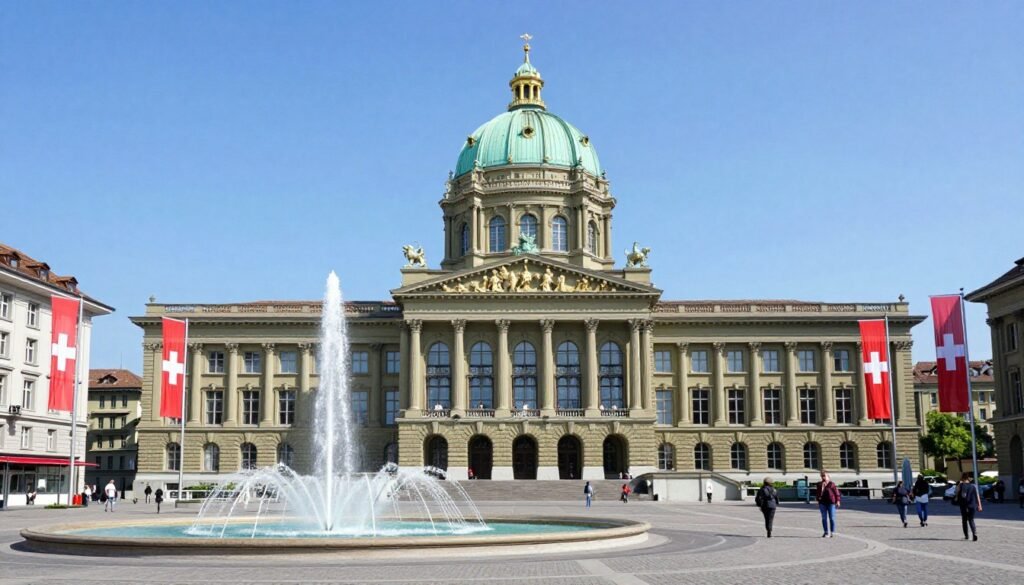 The Best Things to Do in Bern 4 Bundesplatz square in Bern with Parliament Building and fountains