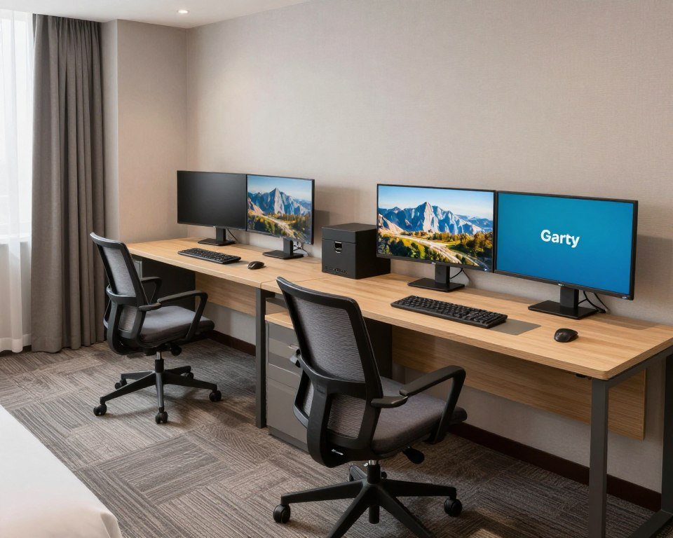 Business hotel executive room workspace