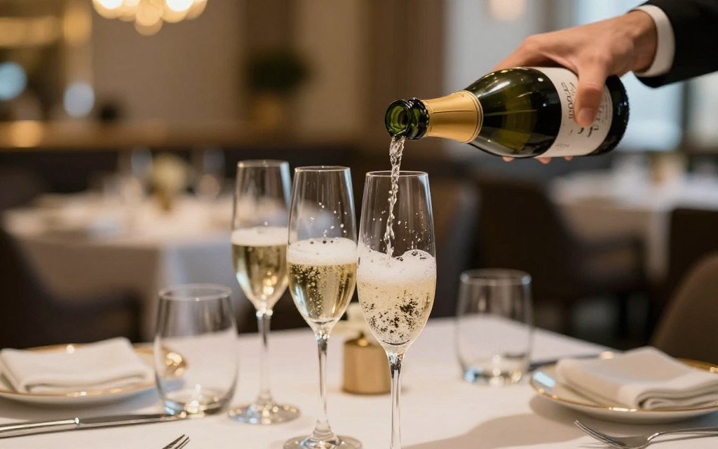 Champagne being poured at celebration table