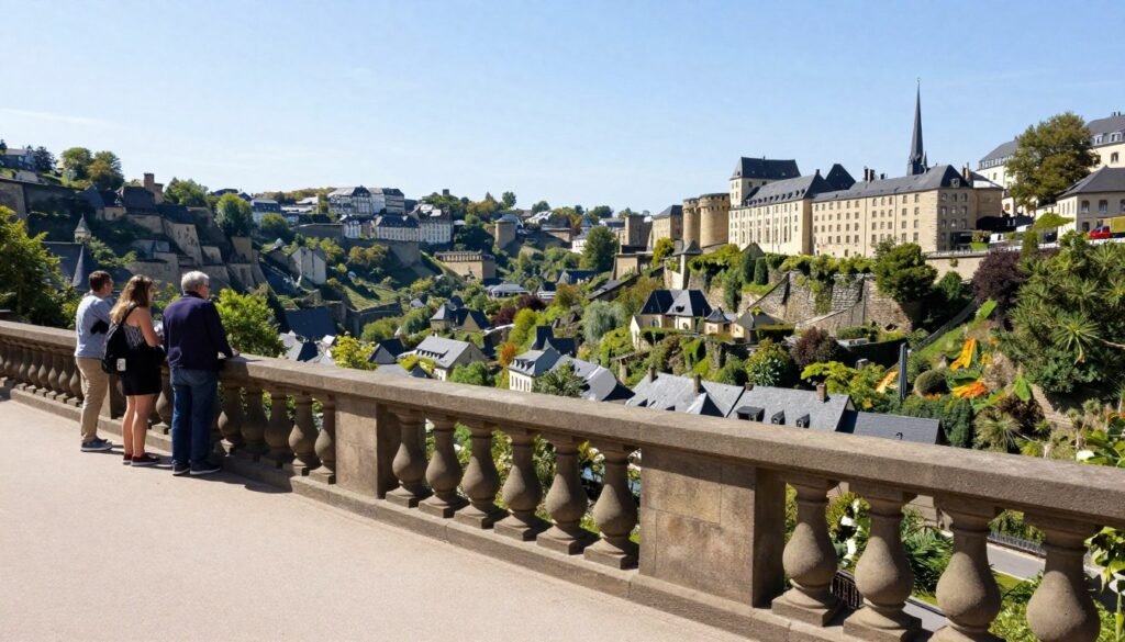 Chemin de la Corniche walkway with views over Luxembourg fortifications