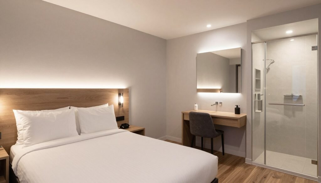 Clean and comfortable budget hotel room in Luxembourg