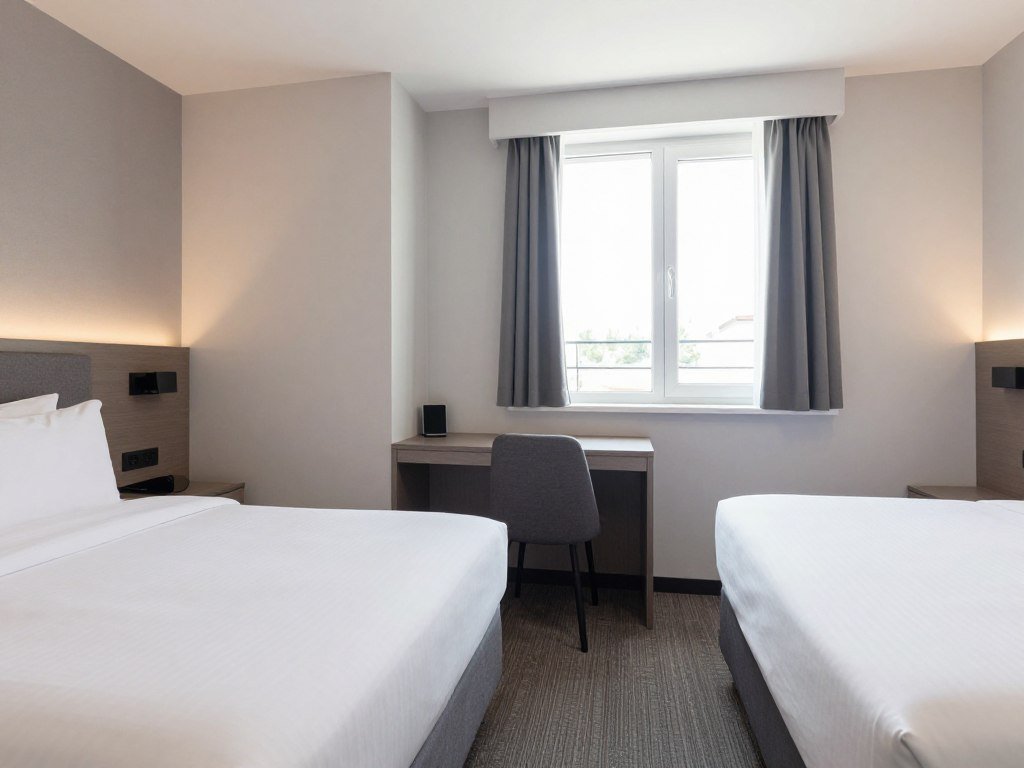 Clean budget hotel room at Motel One or B&B Hotel in Nuremberg