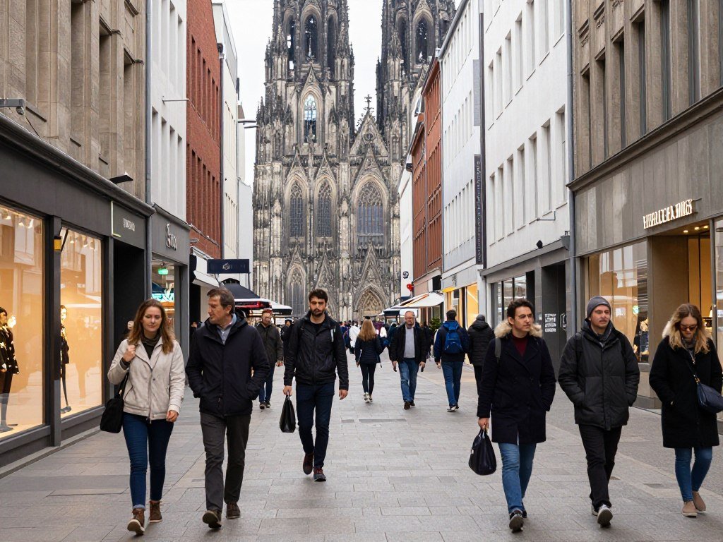 Cologne shopping street busy with people