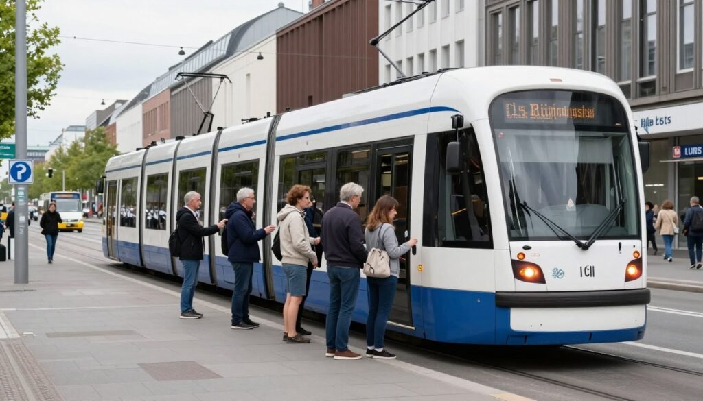 Cologne tram on city street
