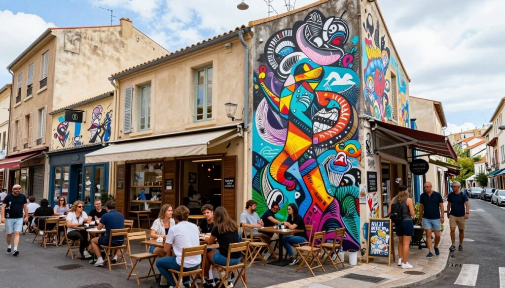 The Best Things to Do in Marseille 12 Colorful street art and cafes in Cours Julien neighborhood of Marseille