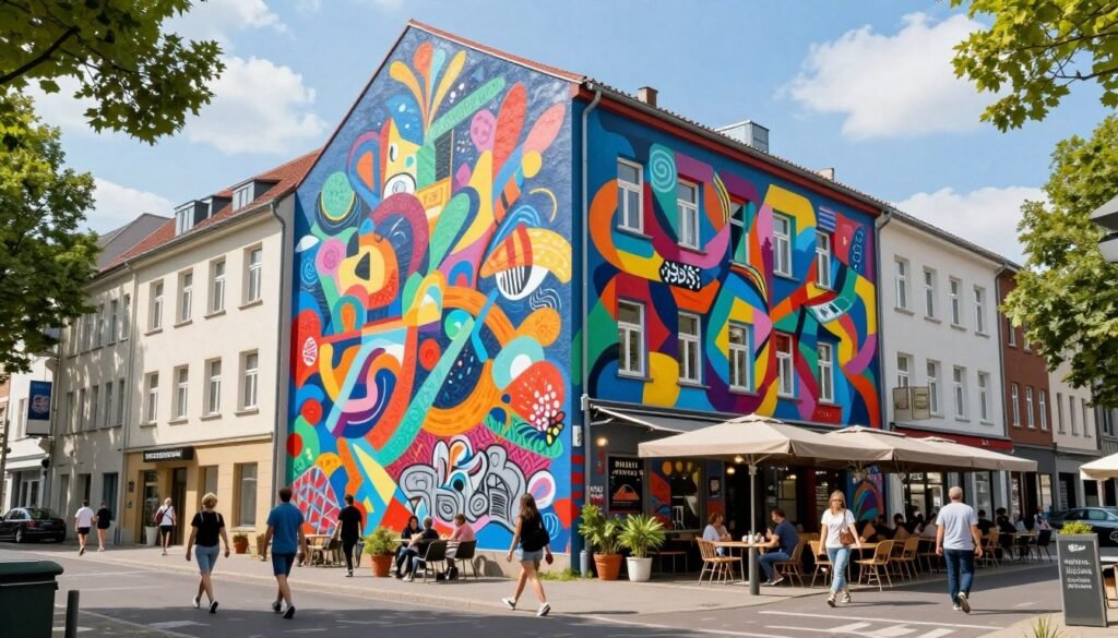 The Best Things to Do in Cologne 18 Colorful street art mural on building wall in Ehrenfeld neighborhood