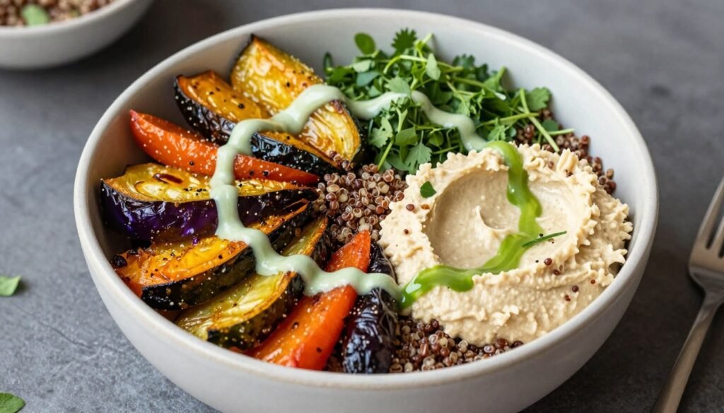 Colorful vegetarian Buddha bowl with fresh vegetables
