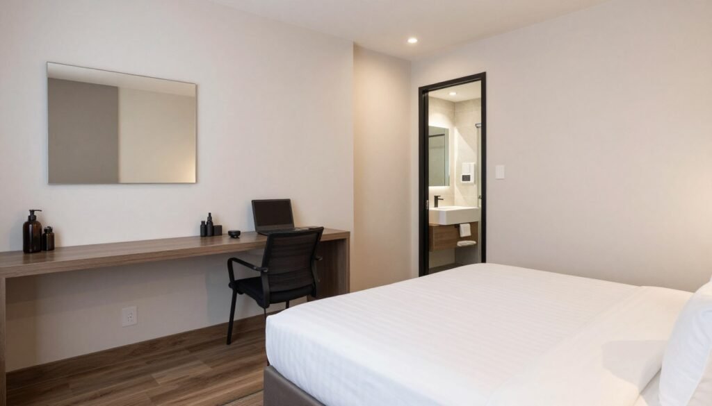 The Best Hotels in Frankfurt 19 Comfortable budget hotel room in Frankfurt with modern amenities