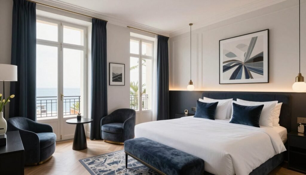 The Best Hotels in Nice 21 Contemporary room at Le Grimaldi with elegant French touches