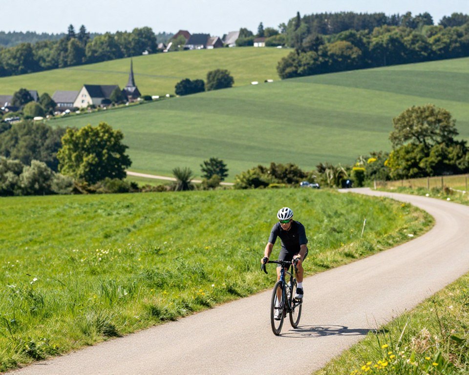 Cyclist on Luxembourg countryside path