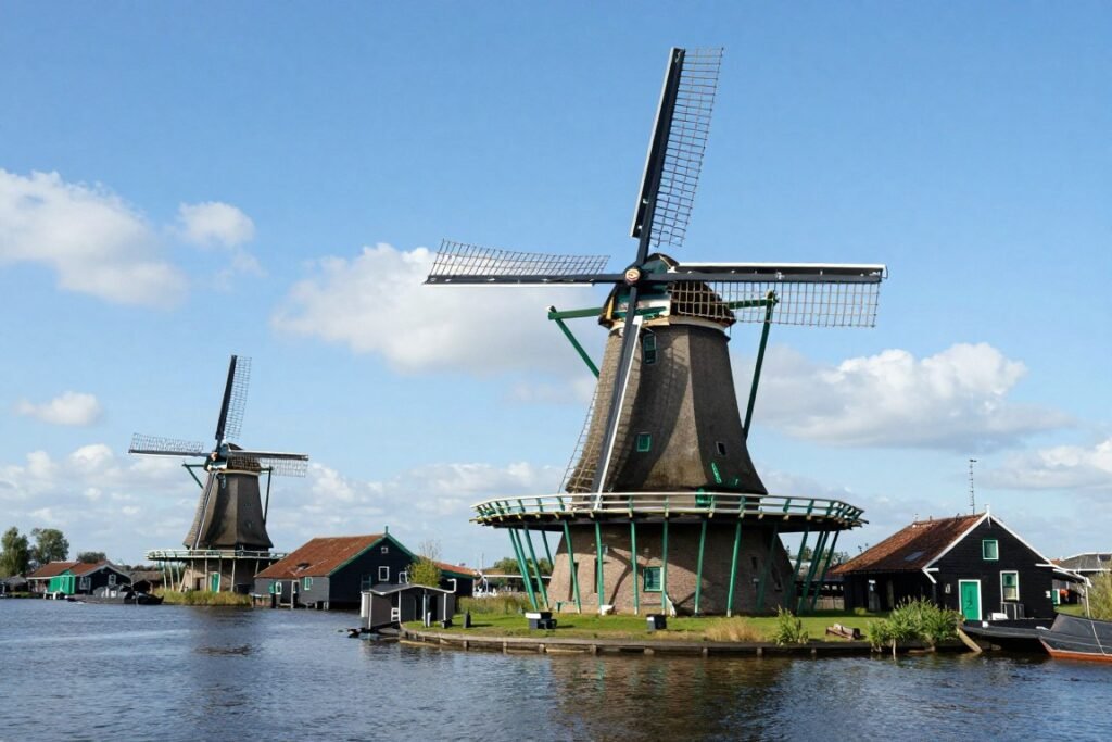 De Adriaan windmill in Haarlem along the Spaarne River