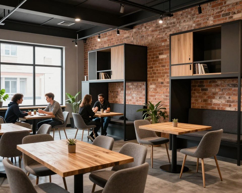 Design hostel common area with modern decor