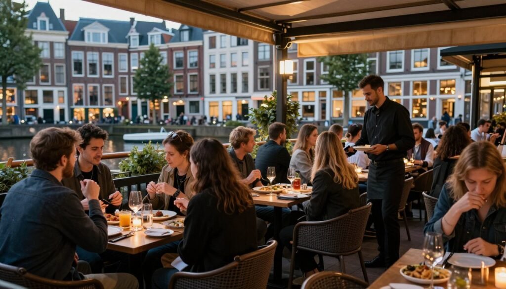 The Best Restaurants in Rotterdam 5 Diners enjoying a meal at a Rotterdam restaurant terrace