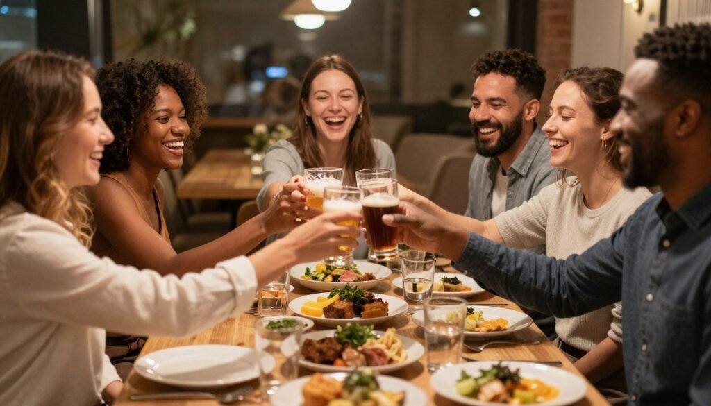 Diners enjoying meal at Differdange restaurant