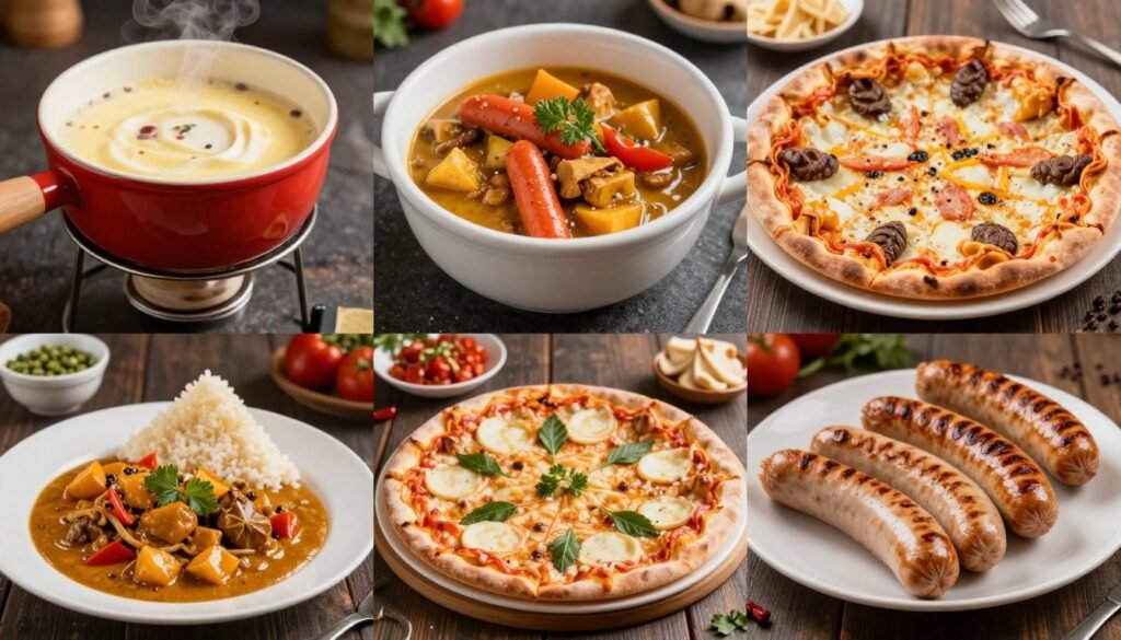 Diverse cuisine types available at restaurants in Schaan displayed as food collage