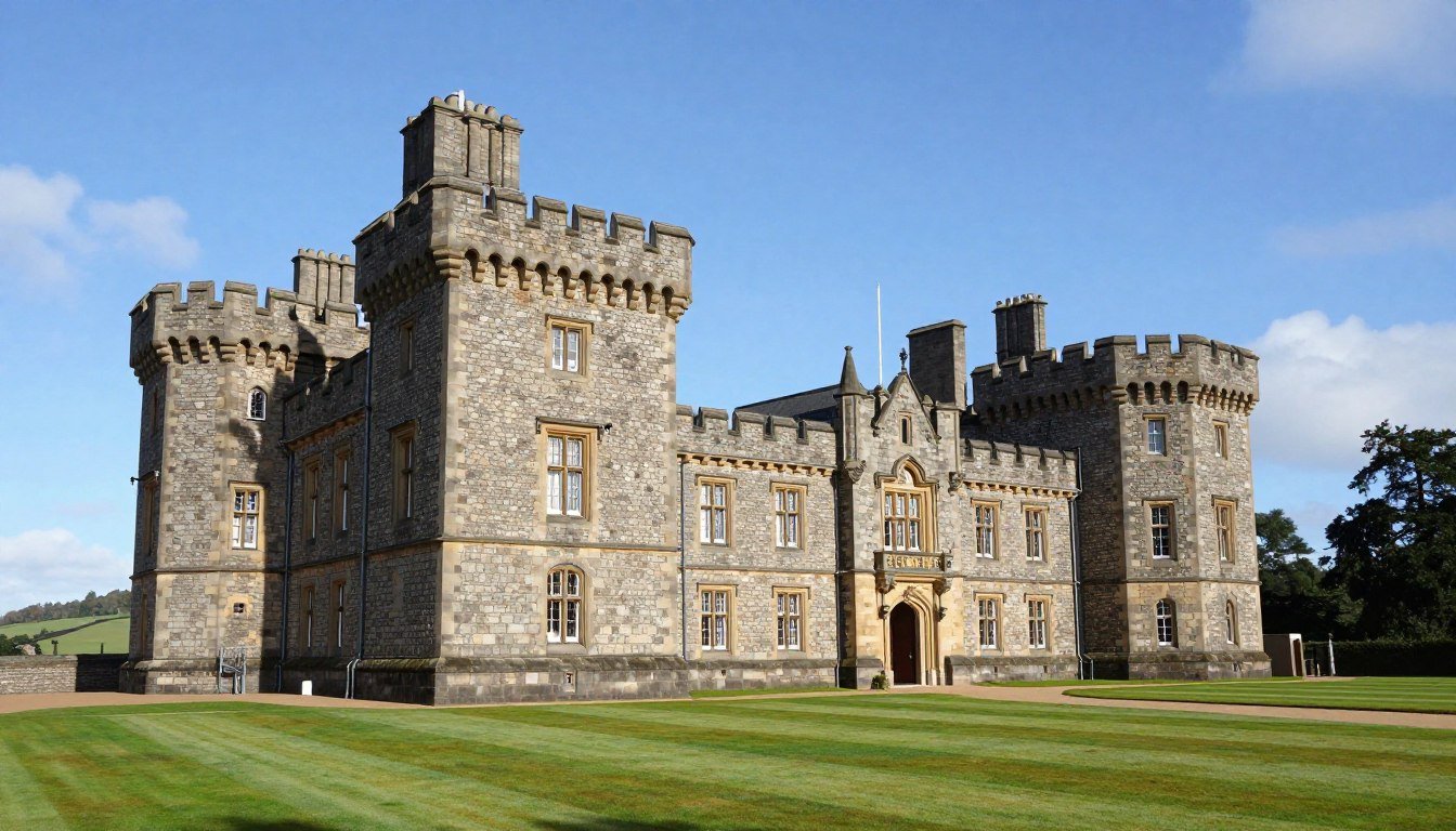 Edinburgh Dundas Castle exterior view with its stunning Scottish Baronial architecture