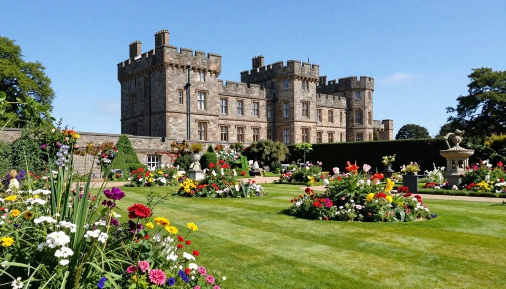 Edinburgh Dundas Castle in summer with blooming gardens
