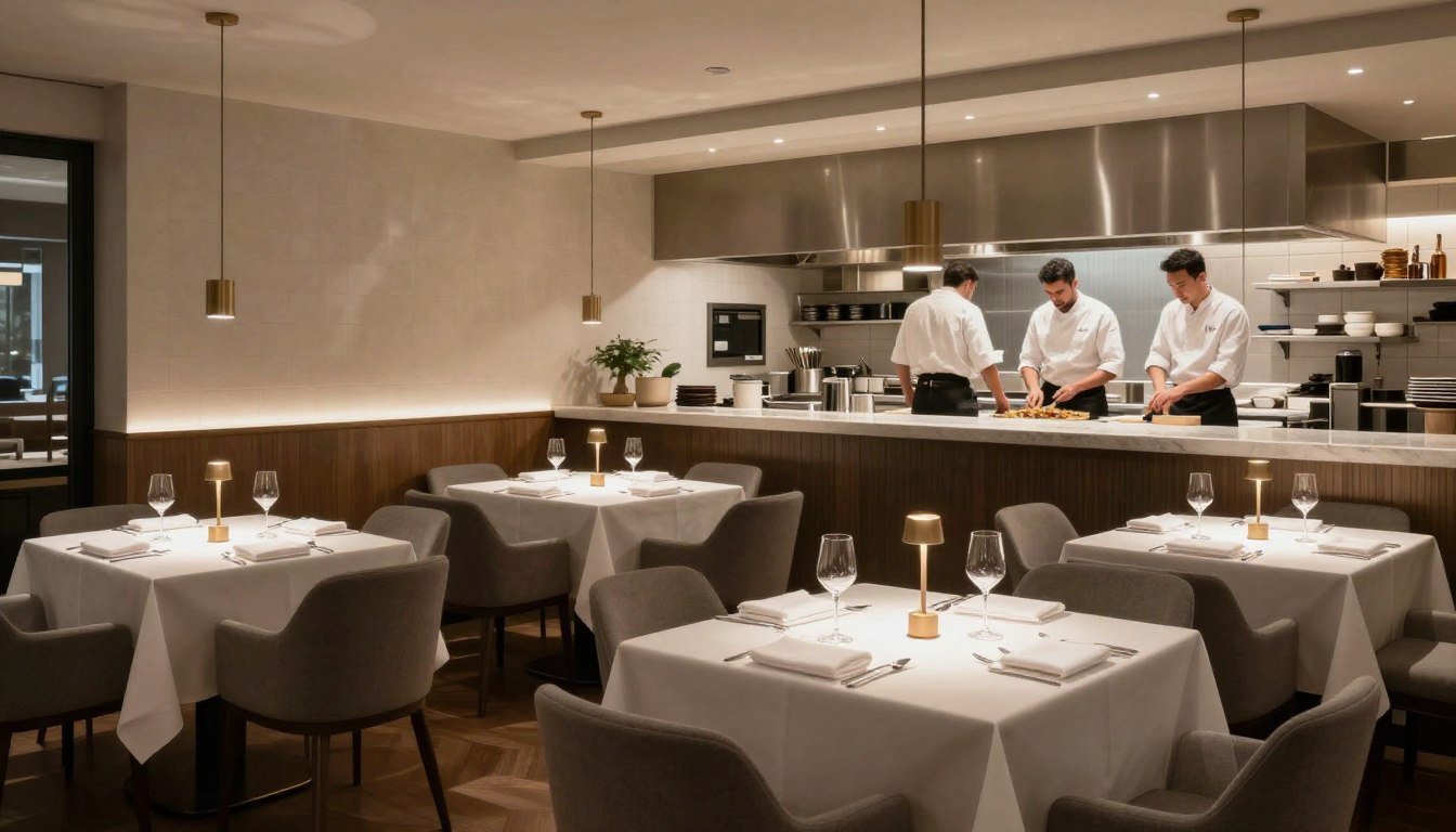 Elegant interior of Mana restaurant in Manchester, the city's only Michelin-starred establishment