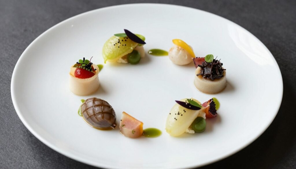Elegant plated fine dining dish with artistic presentation