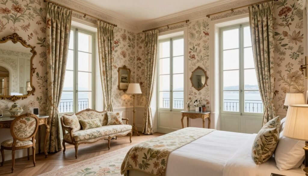 The Best Hotels in Nice 20 Elegant room at Villa Rivoli with traditional French decor