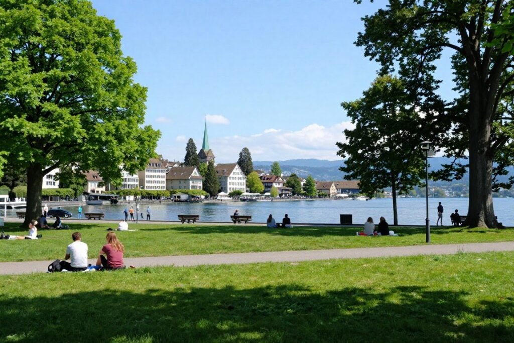 Enge district lakefront parks and relaxation areas