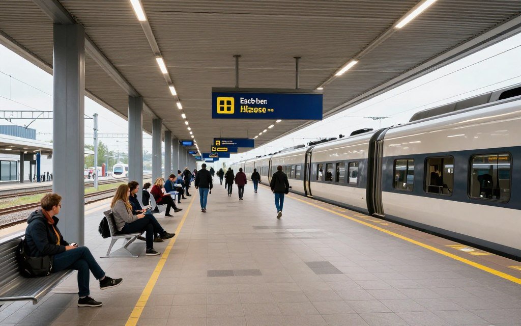 Esch-sur-Alzette train station with modern platforms and public transportation