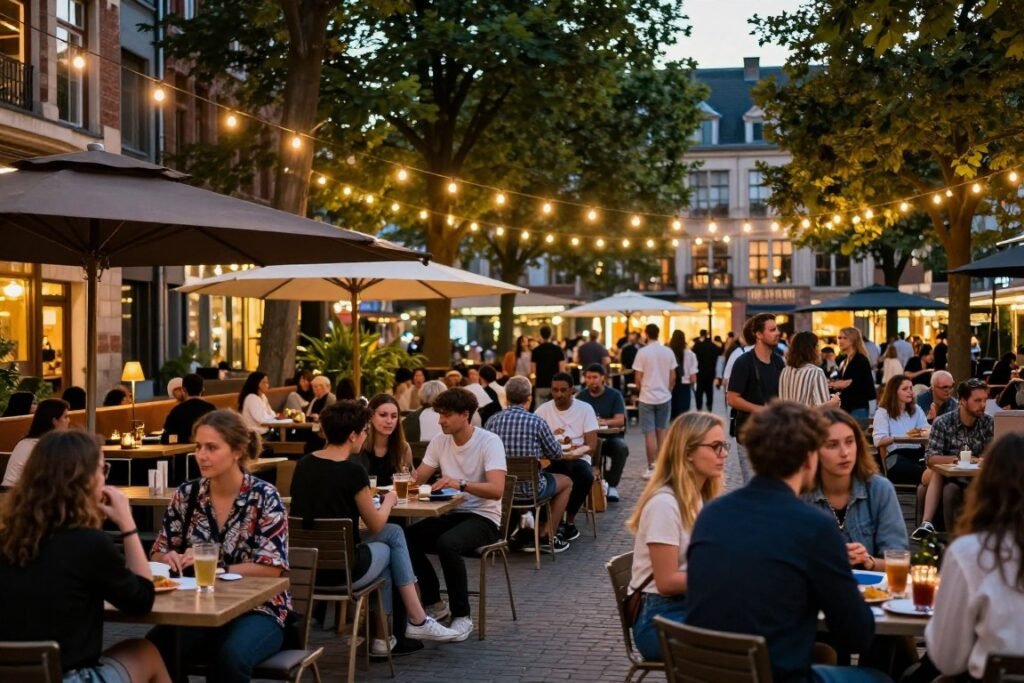 The Best Things to Do in Cologne 21 Evening atmosphere at Brüsseler Platz with outdoor dining and socializing