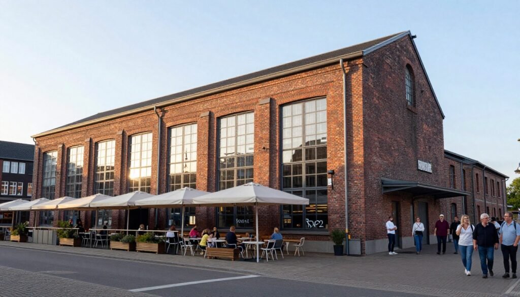 Exterior of Kulturfabrik building, former slaughterhouse converted to cultural center